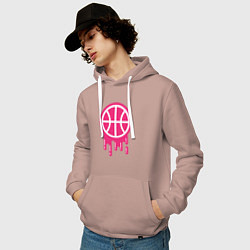 Толстовка-худи хлопковая мужская Pink basketball, цвет: пыльно-розовый — фото 2