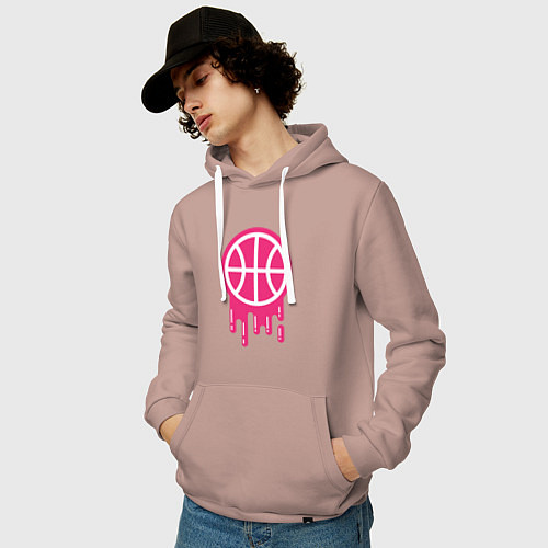 Мужская толстовка-худи Pink basketball / Пыльно-розовый – фото 3