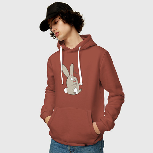 Мужская толстовка-худи Funny bunny / Кирпичный – фото 3