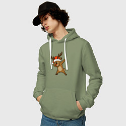 Толстовка-худи хлопковая мужская Dabbing deer, цвет: авокадо — фото 2