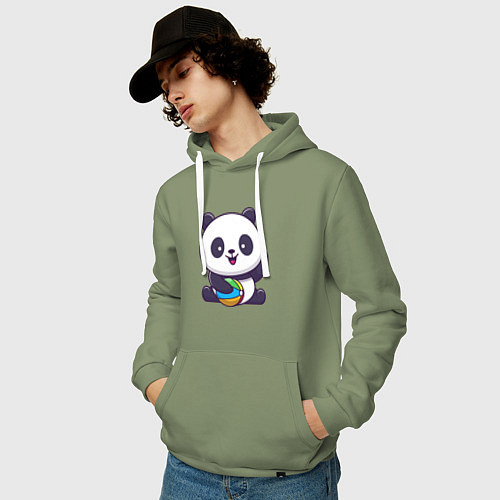 Мужская толстовка-худи Панда с мячиком / Авокадо – фото 3