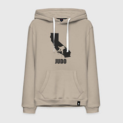 Толстовка-худи хлопковая мужская Дзюдо Калифорния, цвет: миндальный
