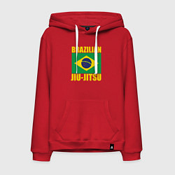 Толстовка-худи хлопковая мужская Brazilian jiu-jitsu, цвет: красный