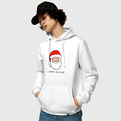 Толстовка-худи хлопковая мужская Криповый Санта, цвет: белый — фото 2