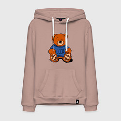 Толстовка-худи хлопковая мужская Плюшевый мишка из СССР, цвет: пыльно-розовый