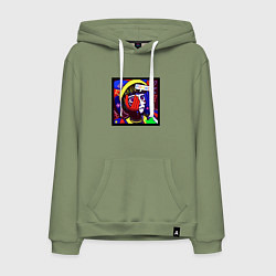 Толстовка-худи хлопковая мужская Лицо Помни, цвет: авокадо