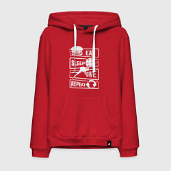 Толстовка-худи хлопковая мужская Еда сон дайвинг, цвет: красный