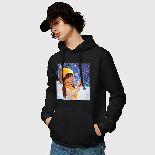 Мужская толстовка-худи Зимняя сказка / Черный – фото 3