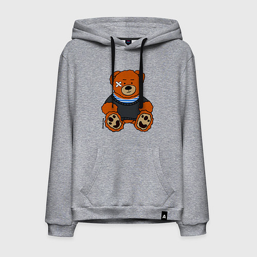 Мужская толстовка-худи Медведь Вова с пластырем / Меланж – фото 1