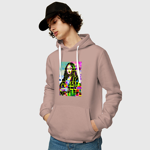 Мужская толстовка-худи Mona Lisa - mosaic pop art / Пыльно-розовый – фото 3