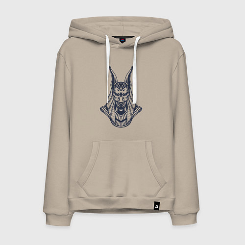 Мужская толстовка-худи Анубис древнеегипетский бог / Миндальный – фото 1