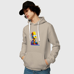 Толстовка-худи хлопковая мужская Bart is an avid gamer, цвет: миндальный — фото 2