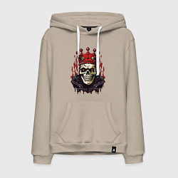 Толстовка-худи хлопковая мужская Король всегда король, цвет: миндальный