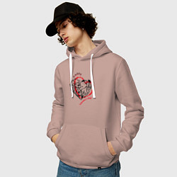 Толстовка-худи хлопковая мужская Сердце символ любви, цвет: пыльно-розовый — фото 2