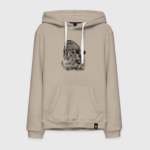 Мужская толстовка-худи Суслик-хипстер / Миндальный – фото 1