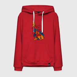 Толстовка-худи хлопковая мужская Рыба кои, цвет: красный