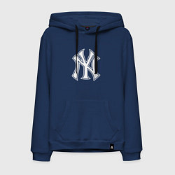 Толстовка-худи хлопковая мужская New York yankees - baseball logo, цвет: тёмно-синий