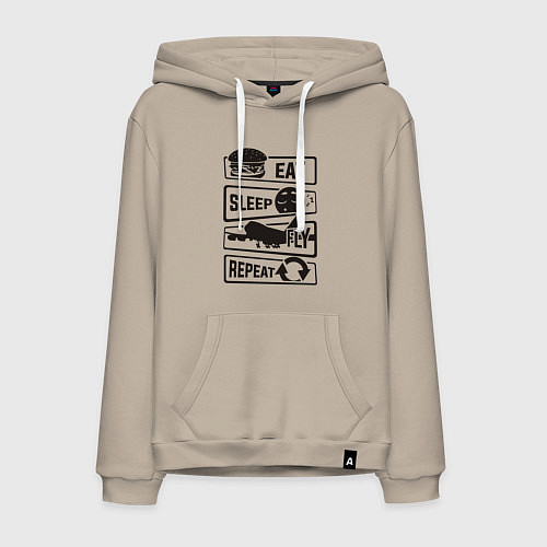 Мужская толстовка-худи Есть спать летать / Миндальный – фото 1