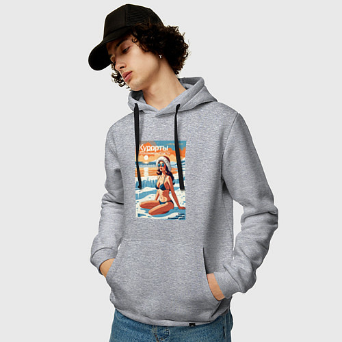 Мужская толстовка-худи MoMo - Курорты Мурманской области / Меланж – фото 3