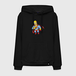 Толстовка-худи хлопковая мужская Гомер супермен, цвет: черный