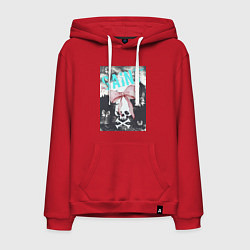 Толстовка-худи хлопковая мужская Милый череп с бантиком, цвет: красный