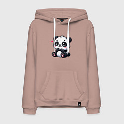 Толстовка-худи хлопковая мужская Забавная маленькая панда, цвет: пыльно-розовый