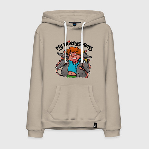 Мужская толстовка-худи Мои друзья крысы / Миндальный – фото 1