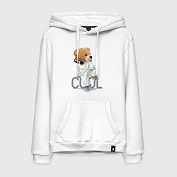 Толстовка-худи хлопковая мужская Плюшевый медвежонок cool, цвет: белый