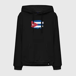 Толстовка-худи хлопковая мужская Флаг Кубы, цвет: черный