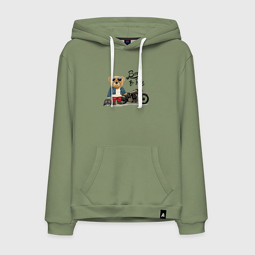 Мужская толстовка-худи Плюшевый медвежонок с мотоциклом / Авокадо – фото 1