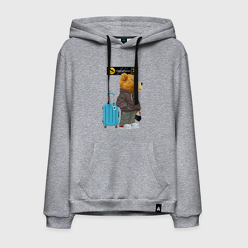 Мужская толстовка-худи Плюшевый медведь путешественник / Меланж – фото 1