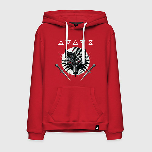 Мужская толстовка-худи The Wolfs Head - The Witcher / Красный – фото 1