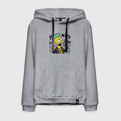 Мужская толстовка-худи Bart Simpson - punks not dead / Меланж – фото 1