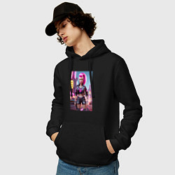 Толстовка-худи хлопковая мужская Барби в кожаных шортах - модница, цвет: черный — фото 2