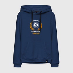 Толстовка-худи хлопковая мужская Лого Chelsea и надпись legendary football club, цвет: тёмно-синий