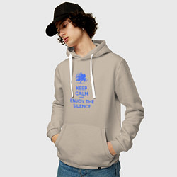 Толстовка-худи хлопковая мужская Keep calm and enjoy the silence, цвет: миндальный — фото 2