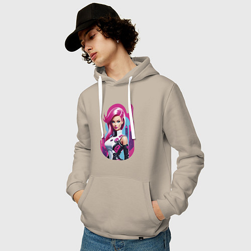 Мужская толстовка-худи Beauty Barbie - ai art / Миндальный – фото 3