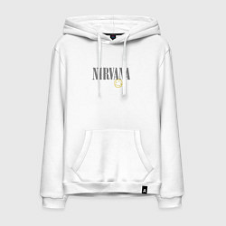 Толстовка-худи хлопковая мужская Nirvana logo smile, цвет: белый