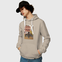 Толстовка-худи хлопковая мужская Красные кирпичи, цвет: миндальный — фото 2