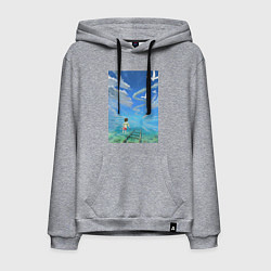 Толстовка-худи хлопковая мужская Тихиро Огино Хаку, цвет: меланж