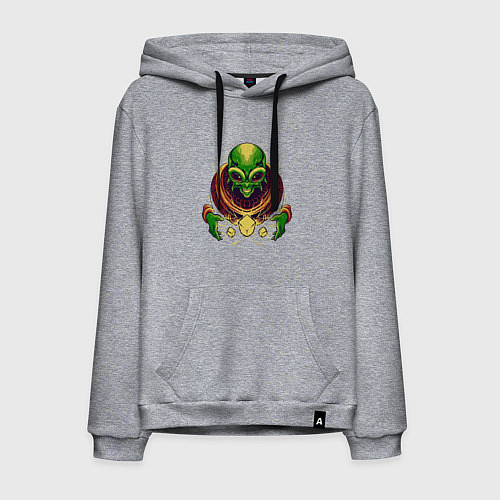 Мужская толстовка-худи Пришелец держит кубы / Меланж – фото 1