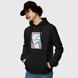 Толстовка-худи хлопковая мужская USA revolution, цвет: черный — фото 2