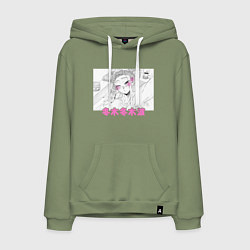 Толстовка-худи хлопковая мужская Девушки Хоккайдо супер очаровательны, цвет: авокадо
