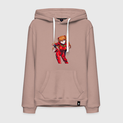 Мужская толстовка-худи Евангелион Аска Лэнгли Сорью / Пыльно-розовый – фото 1