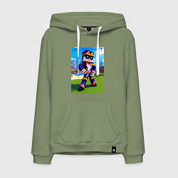 Толстовка-худи хлопковая мужская Jotaro Kujo and Minecraft - collaboration, цвет: авокадо