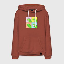 Толстовка-худи хлопковая мужская Дракончики в стиле поп-арт комикса, цвет: кирпичный
