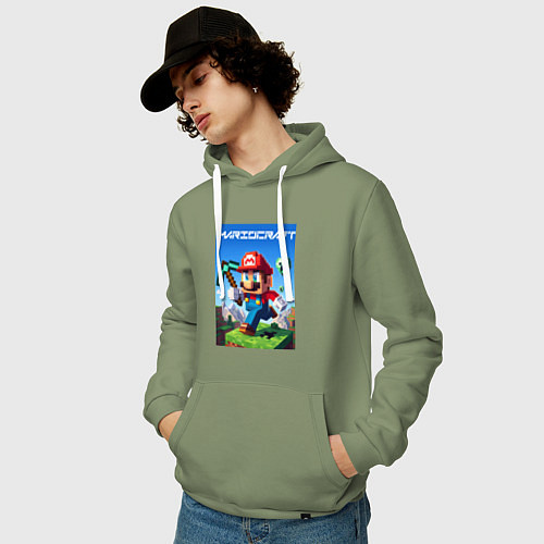 Мужская толстовка-худи Minecraft and Mario - ai art collaboration / Авокадо – фото 3