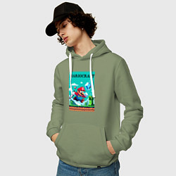 Толстовка-худи хлопковая мужская Mario and Minecraft - collaboration pixel art, цвет: авокадо — фото 2