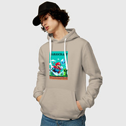 Толстовка-худи хлопковая мужская Mario and Minecraft - collaboration pixel art, цвет: миндальный — фото 2