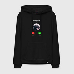 Толстовка-худи хлопковая мужская Енот pedro pe is calling мем, цвет: черный